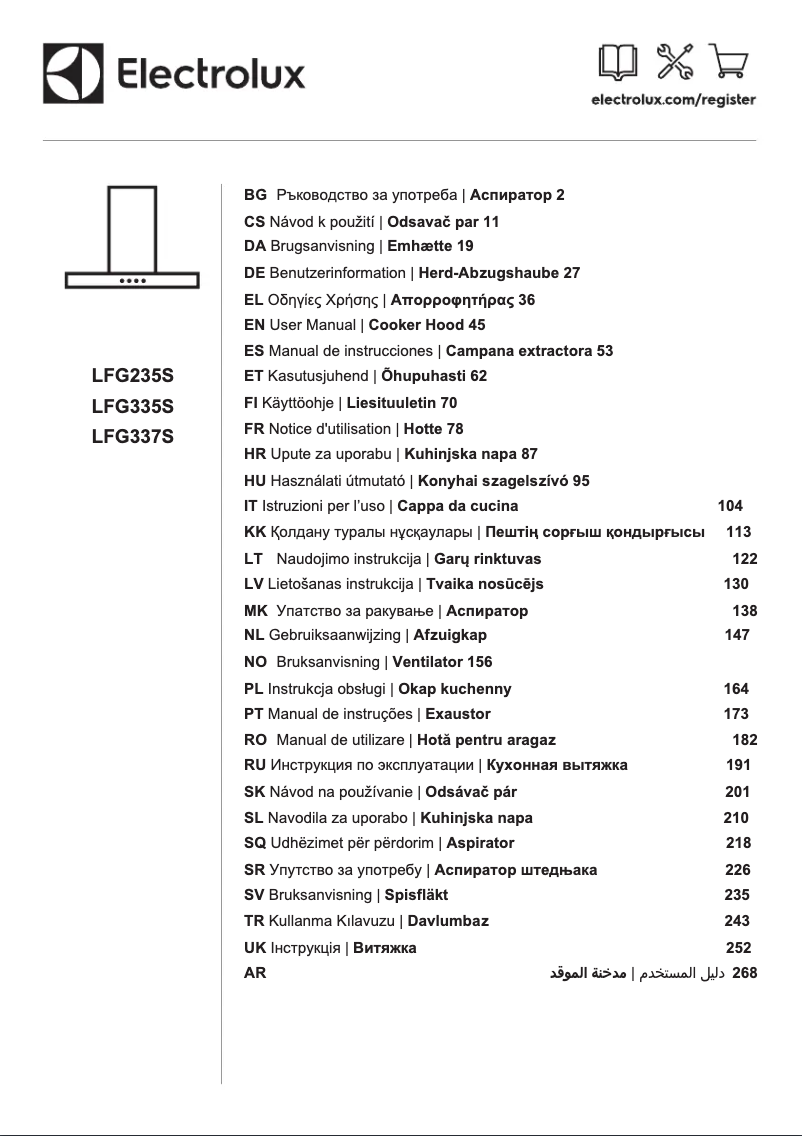 Page n°1 - Manuel utilisateur Electrolux LFG335S
