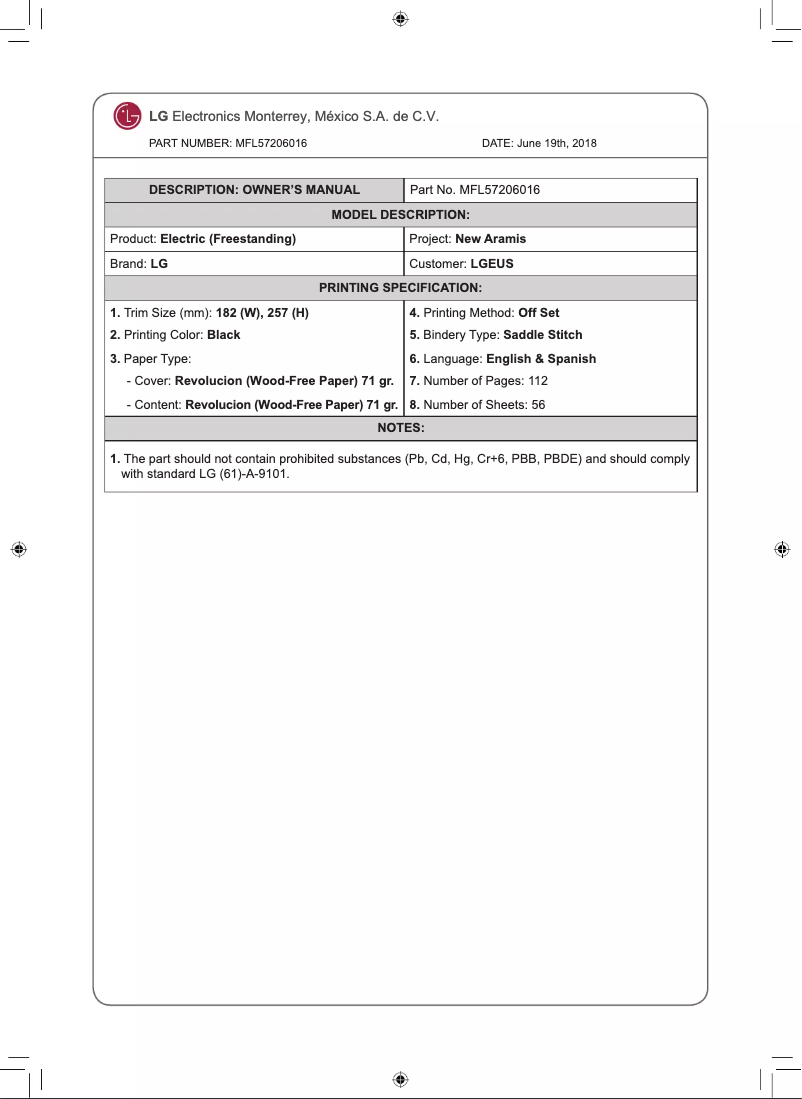 Page n°1 - Manuel utilisateur LG LRE3194BD