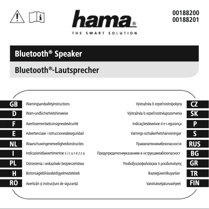 Page 1 de la notice Instructions de sécurité Hama Pipe 2.0 00188201
