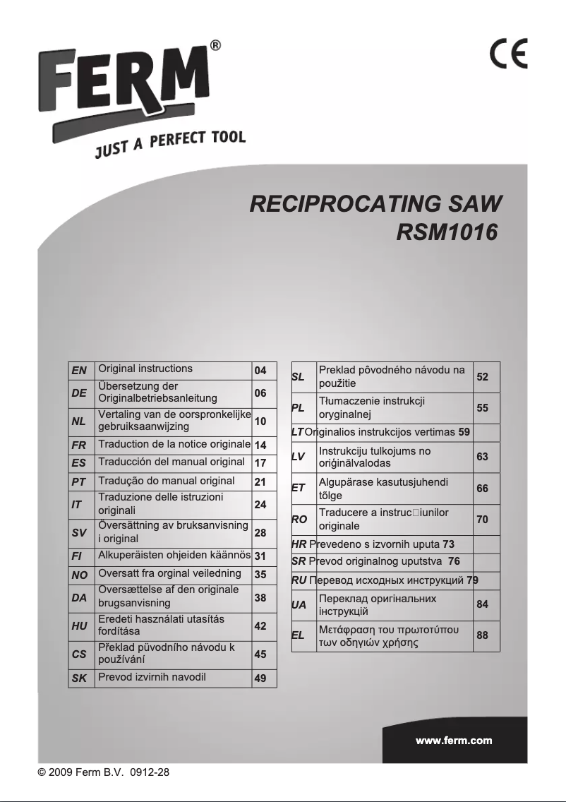 Page n°1 - Manuel utilisateur Ferm RSM1016