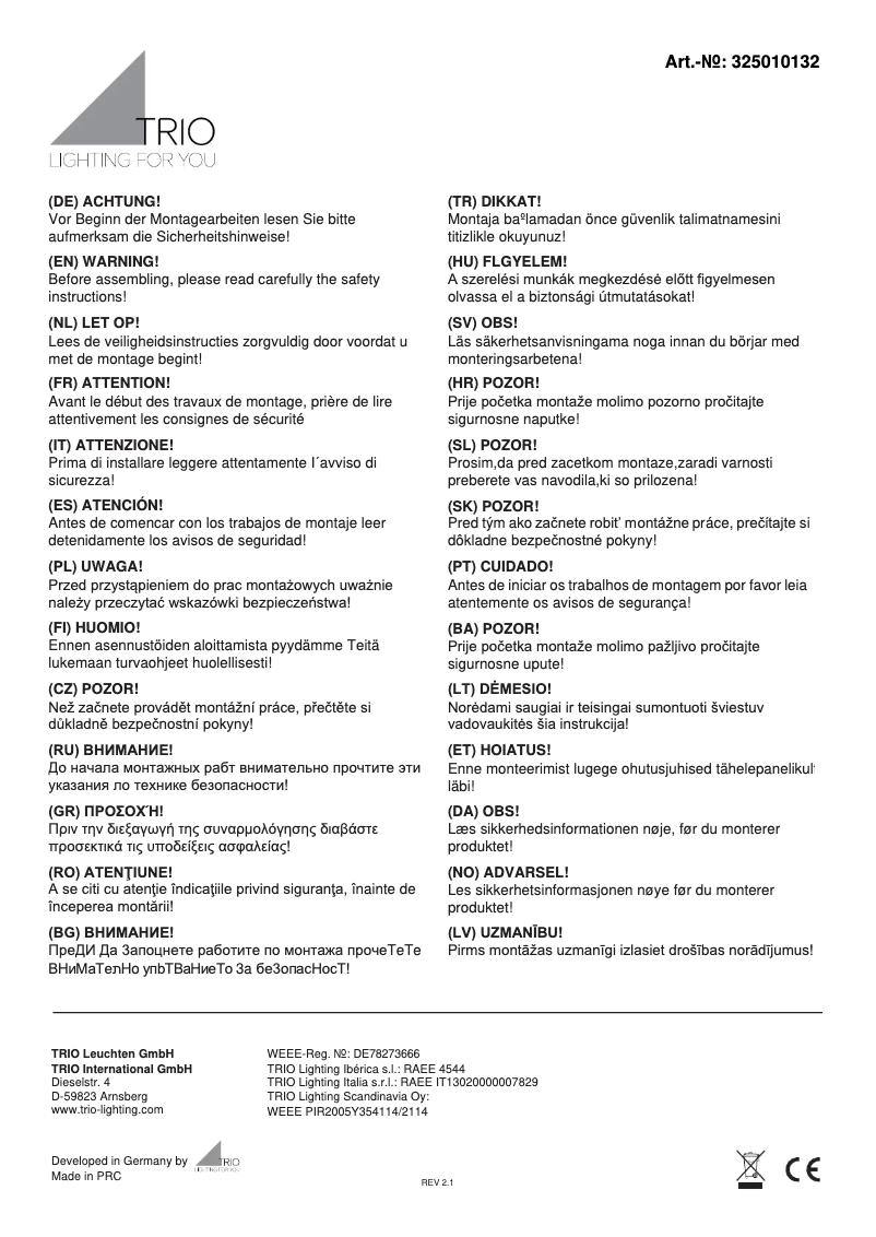 Image de la première page du manuel de l'appareil Carrera 325010105