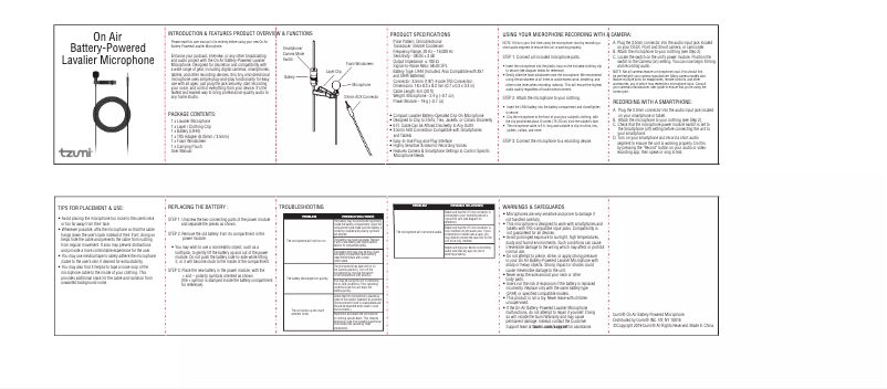 Page n°1 - Manuel utilisateur Tzumi On Air