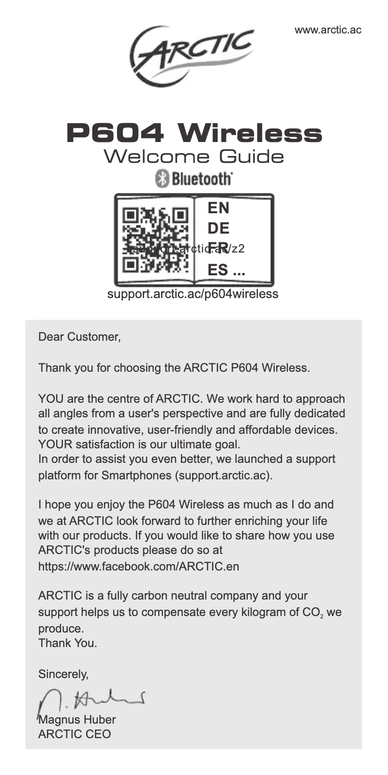 Page 1 of the manual User Manual Arctic Cooling P604