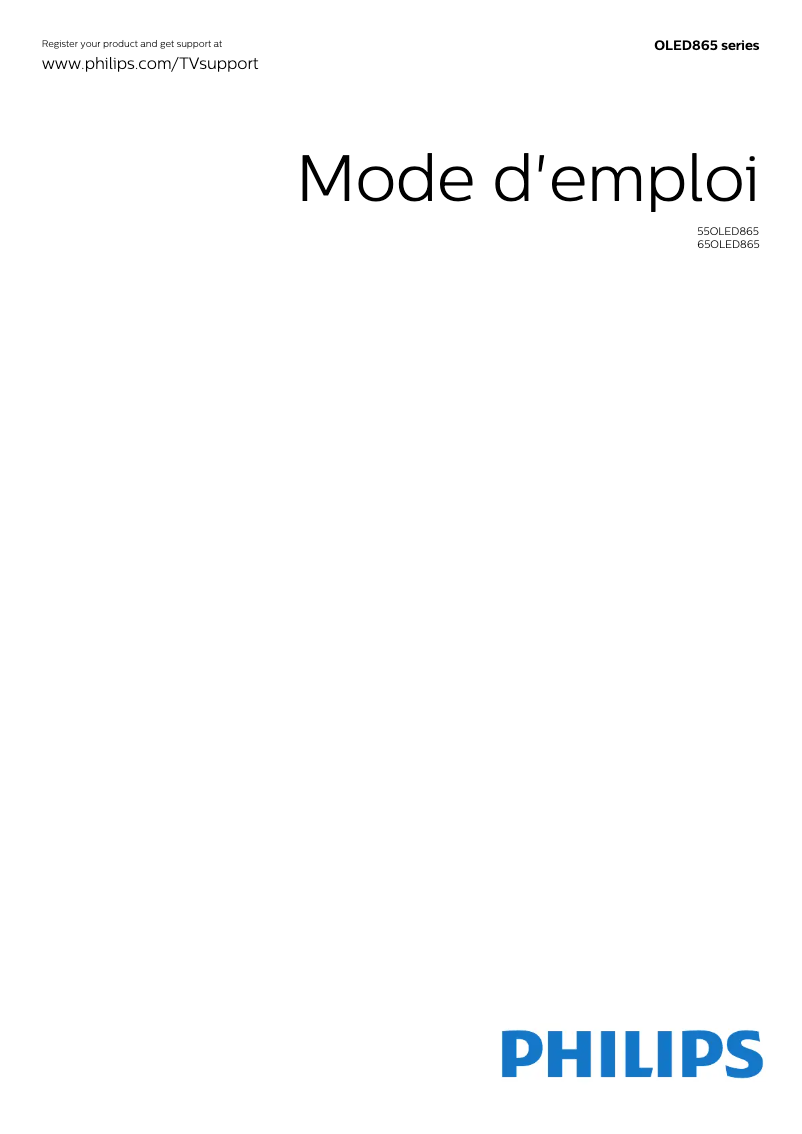 Page 1 de la notice Manuel utilisateur Philips 65OLED865
