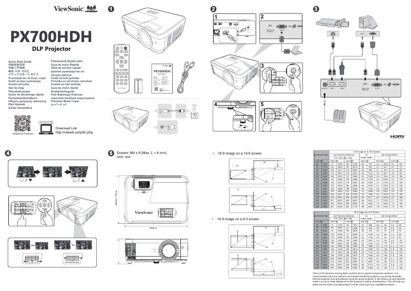 Page n°1 - Guide de démarrage rapide Viewsonic PX700HDH