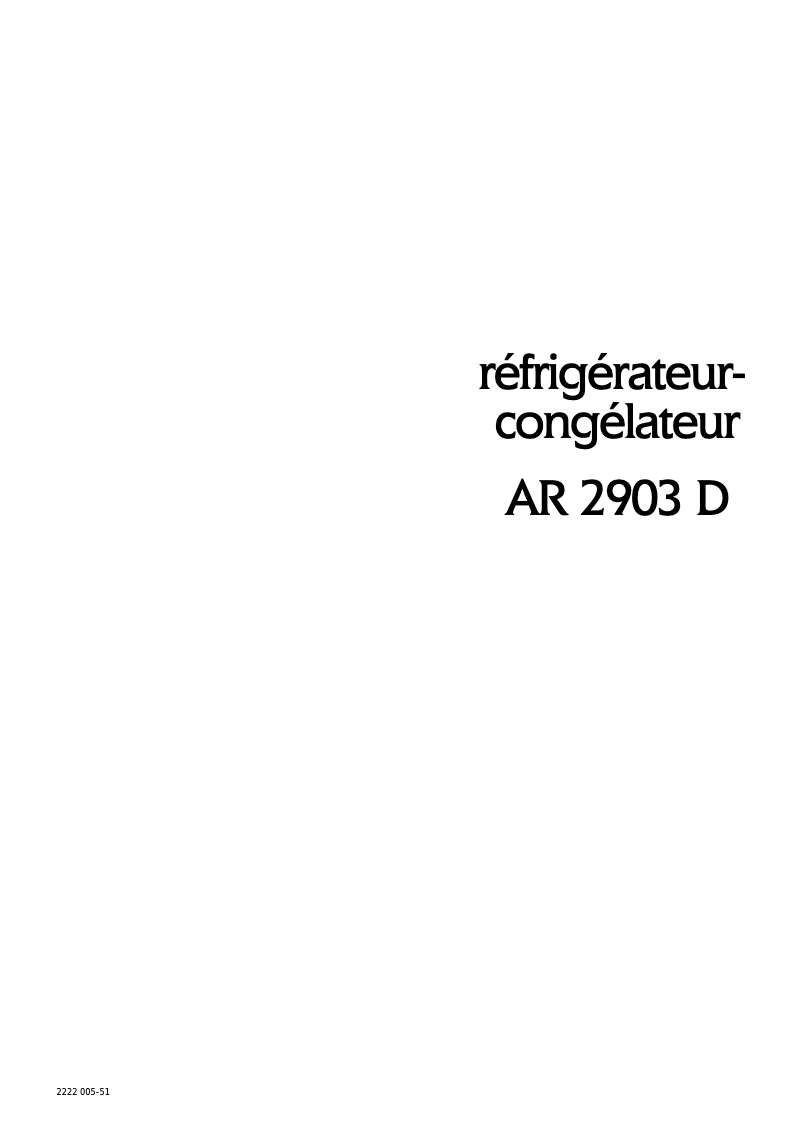 Image de la première page du manuel de l'appareil AR2903D