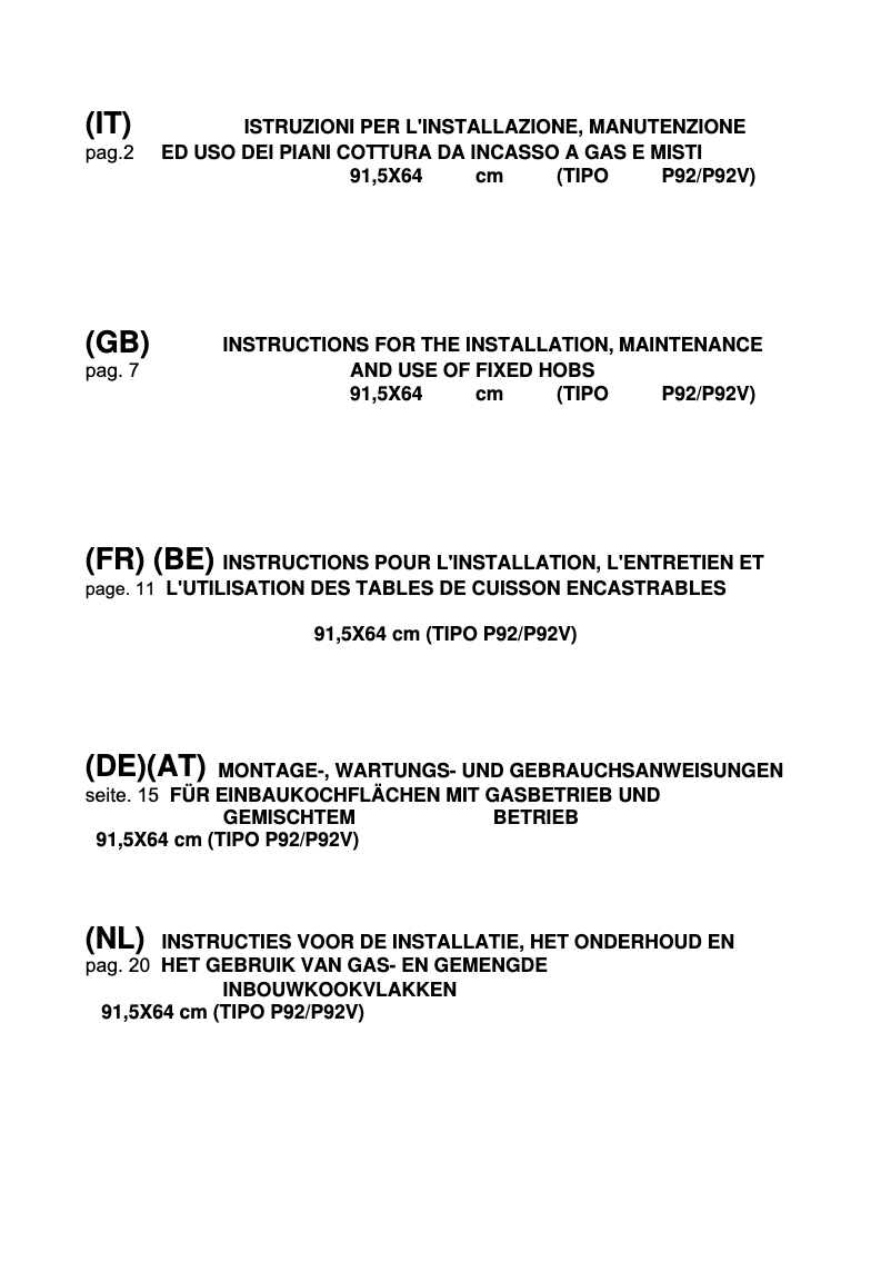 Page 1 de la notice Manuel utilisateur Bertazzoni CB36 6 00 X
