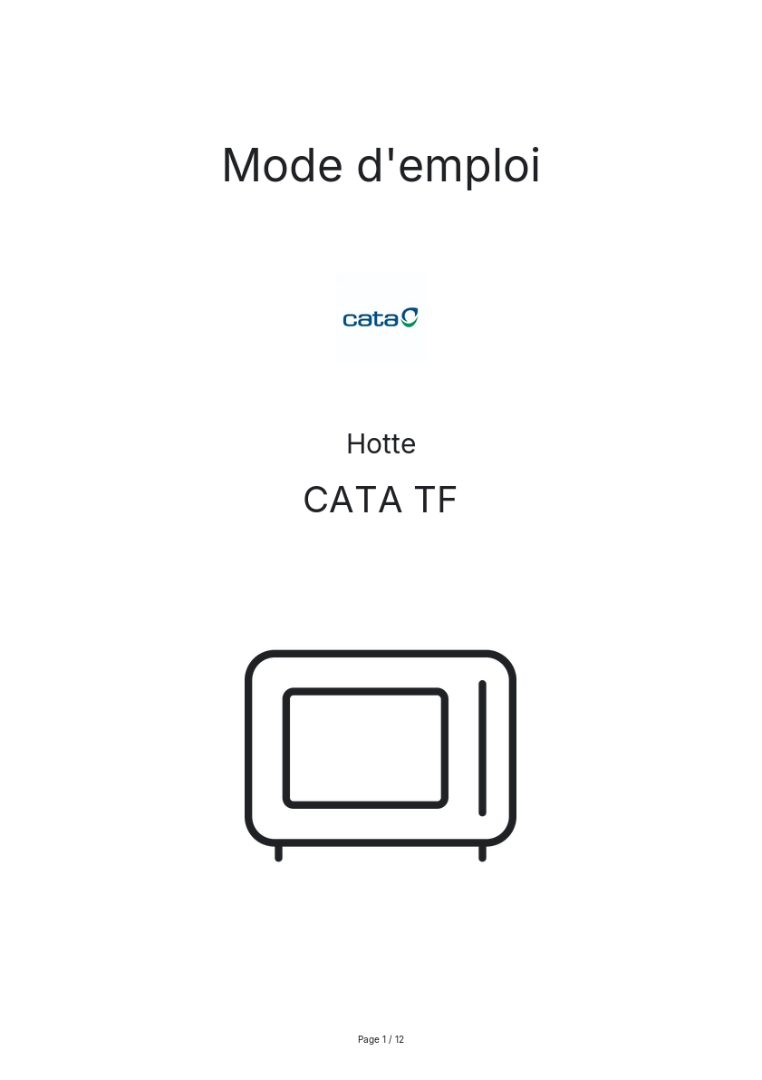 Image de la première page du manuel de l'appareil TF
