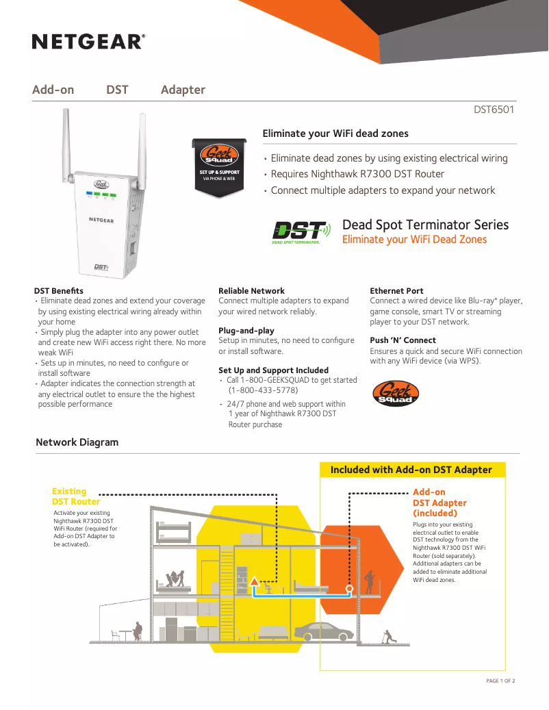 Page 1 de la notice Fiche technique Netgear DST6501