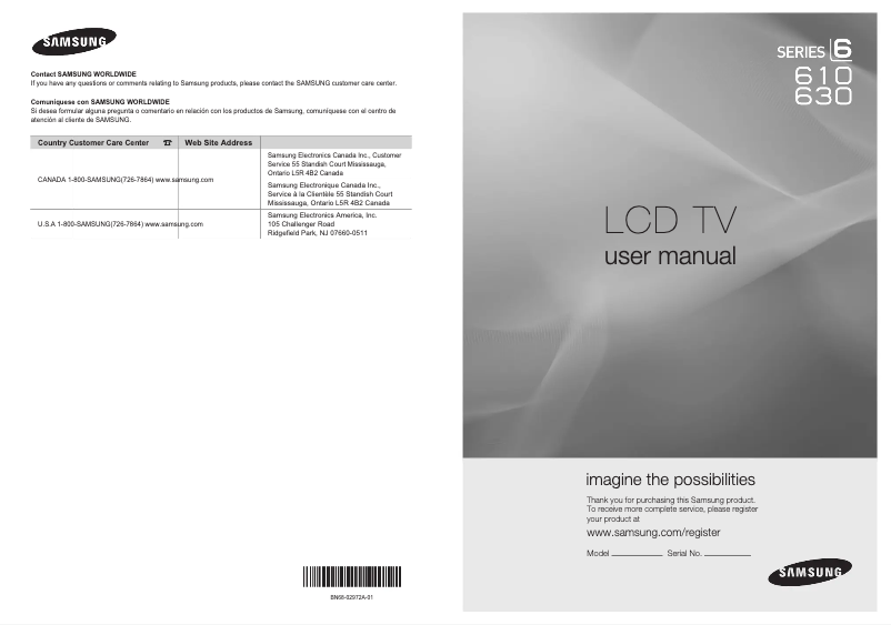 Page n°1 - Manuel utilisateur Samsung LN55C630