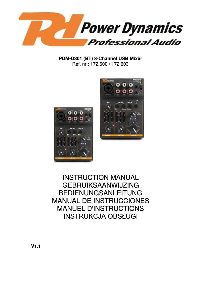 Page 1 de la notice Manuel utilisateur Power Dynamics PDM-D301BT