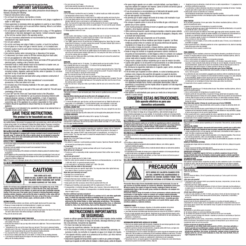 Page 1 de la notice Manuel d'utilisation et d'entretien Black & Decker TO3250XSB