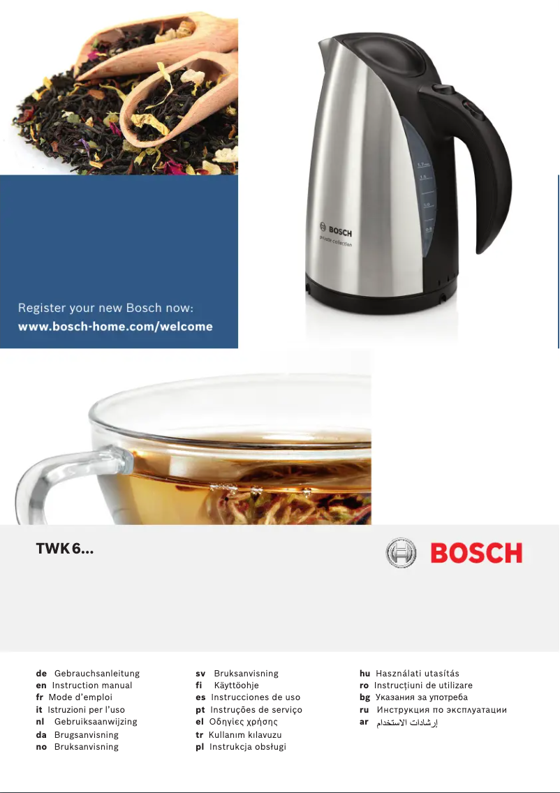 Page 1 de la notice Manuel utilisateur Bosch TWK6006N