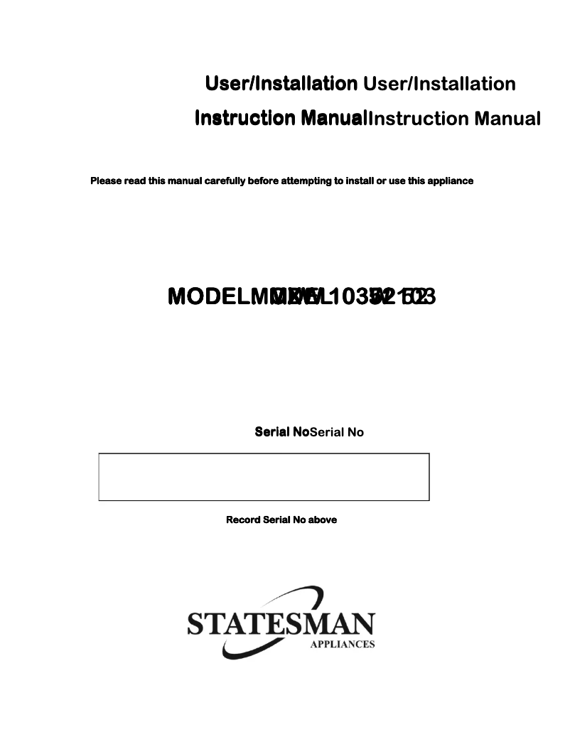 First page image of the manual for MXW10352