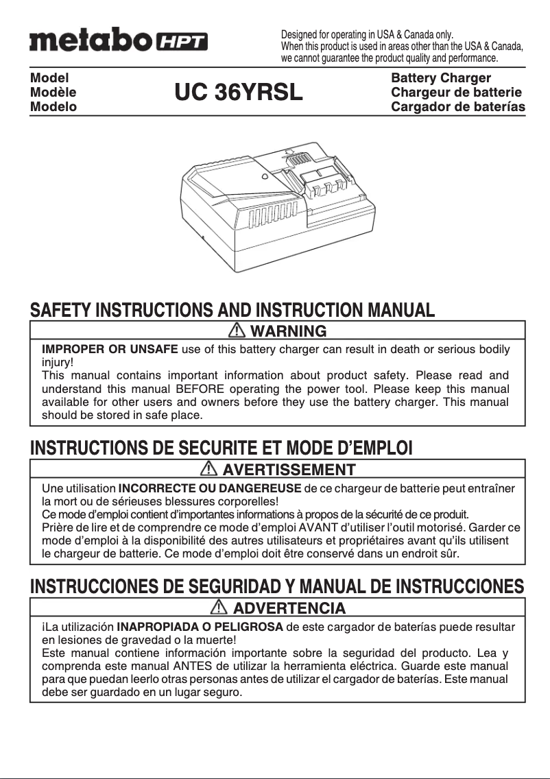 Página 1 del manual Manual de usuario HiKOKI UC 36YRSL