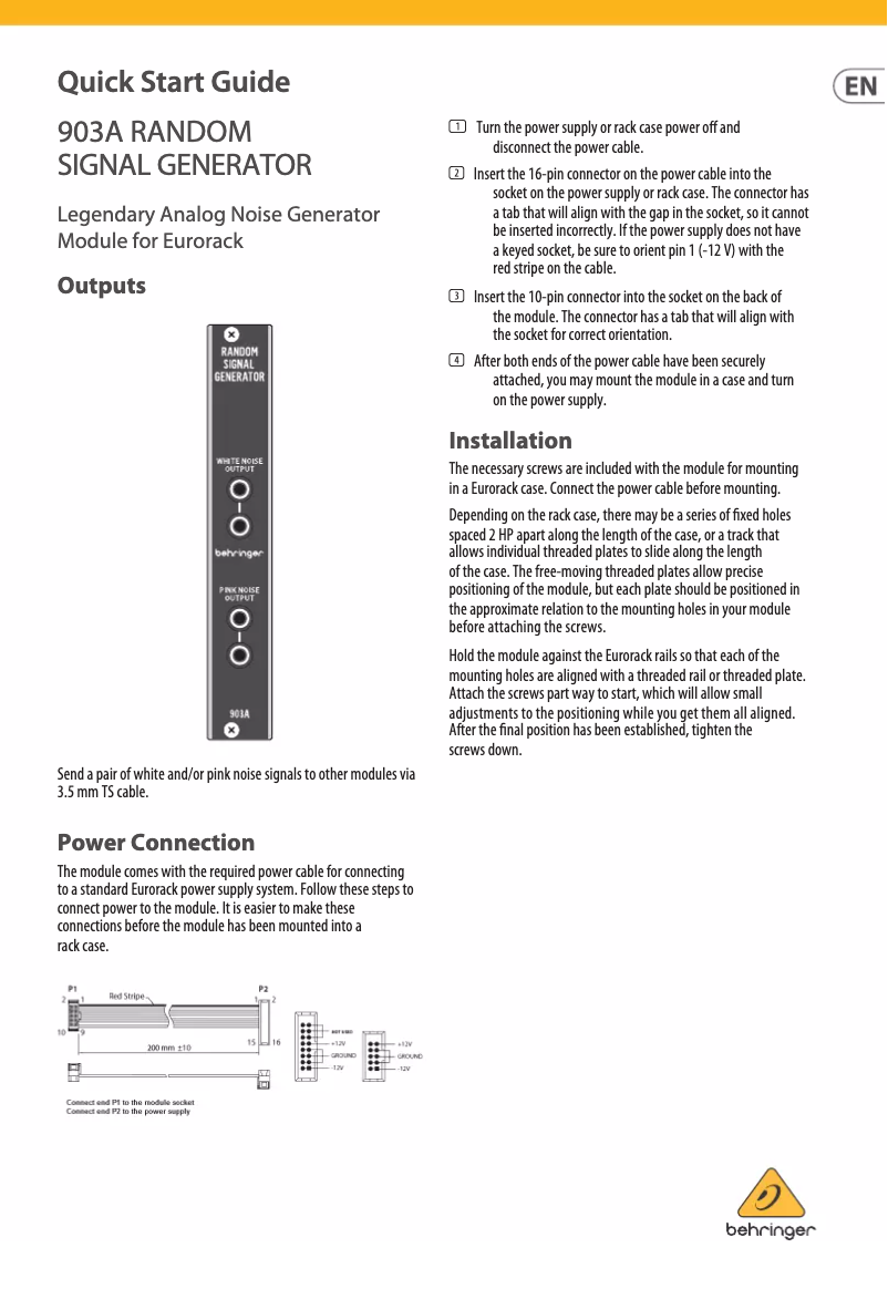 Page n°1 - Manuel utilisateur Behringer System 55 903A Random Signal Generator