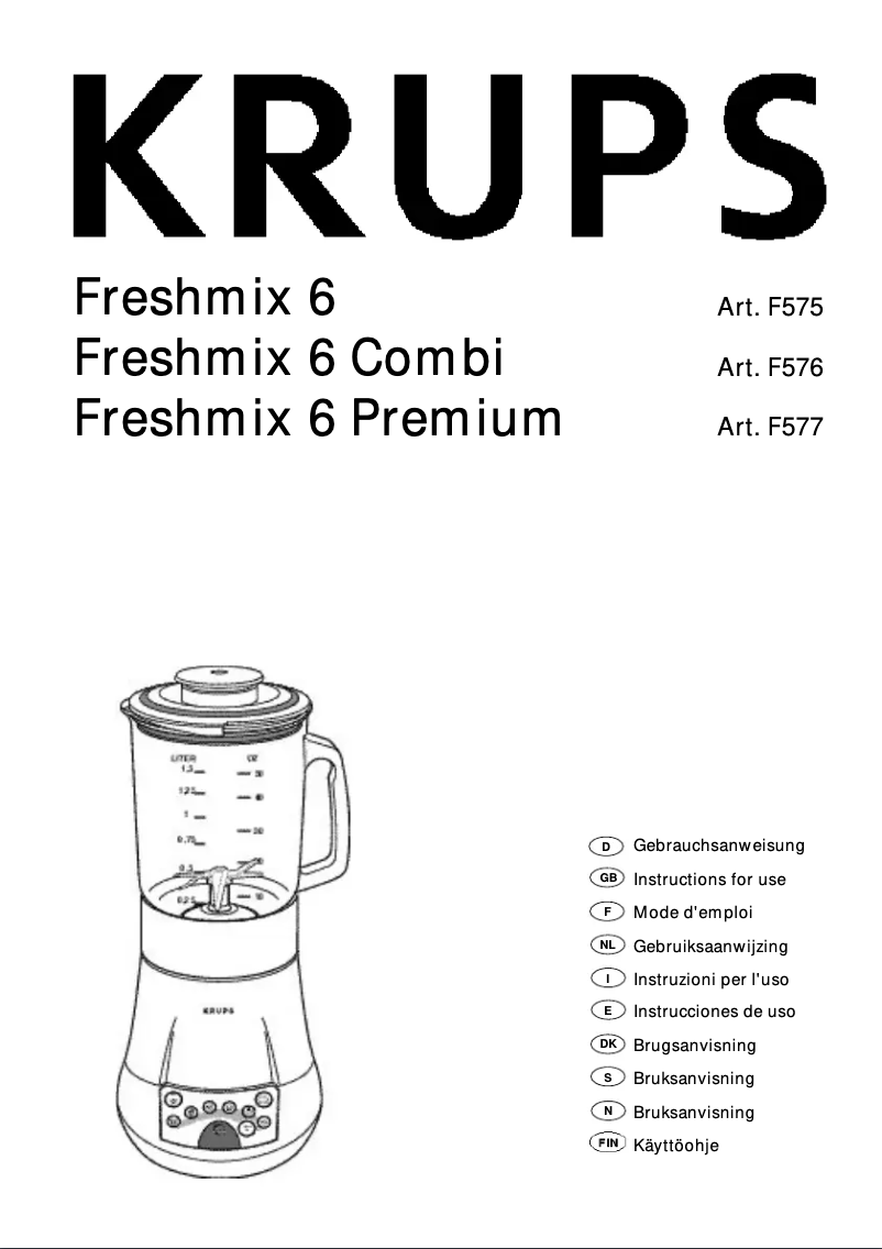 Page 1 de la notice Manuel utilisateur Krups Freshmix 6