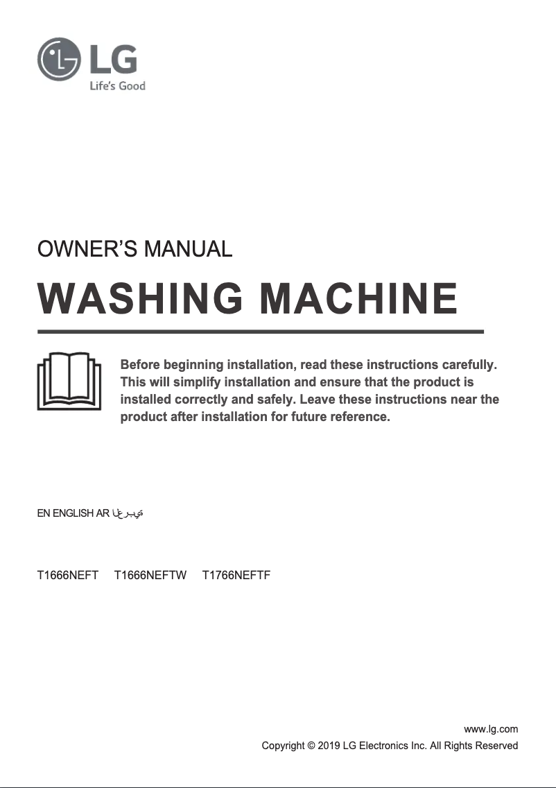 Page 1 de la notice Manuel utilisateur LG T1766NEFTF