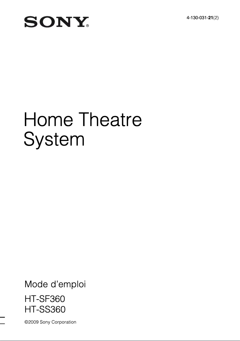 Page 1 de la notice Manuel utilisateur Sony HT-SS360