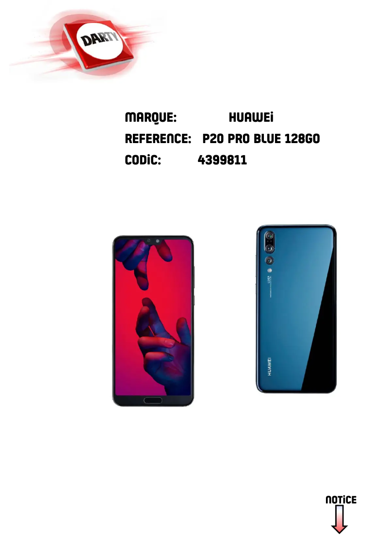 Page 1 de la notice Manuel utilisateur Huawei P20
