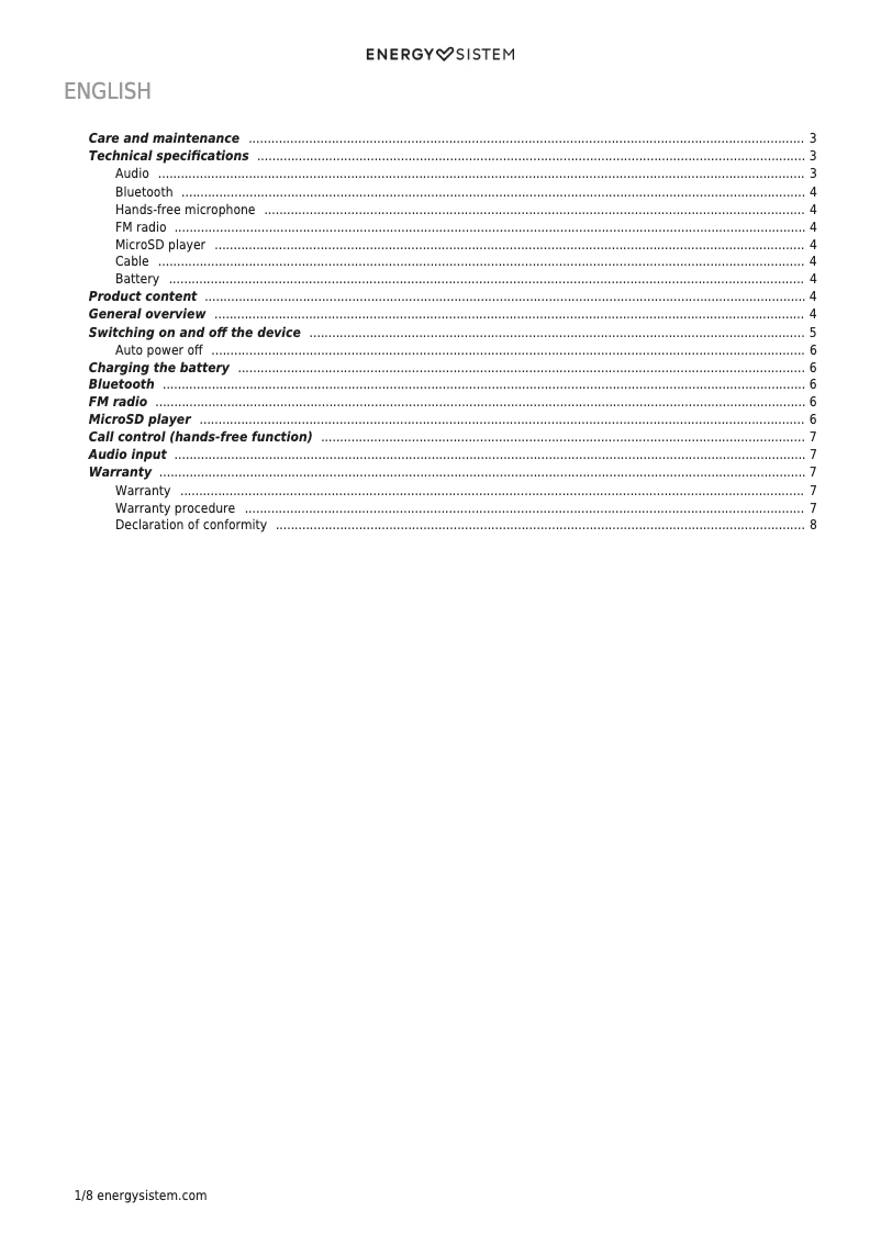 Image de la première page du manuel de l'appareil Headphones BT Urban 2 Radio