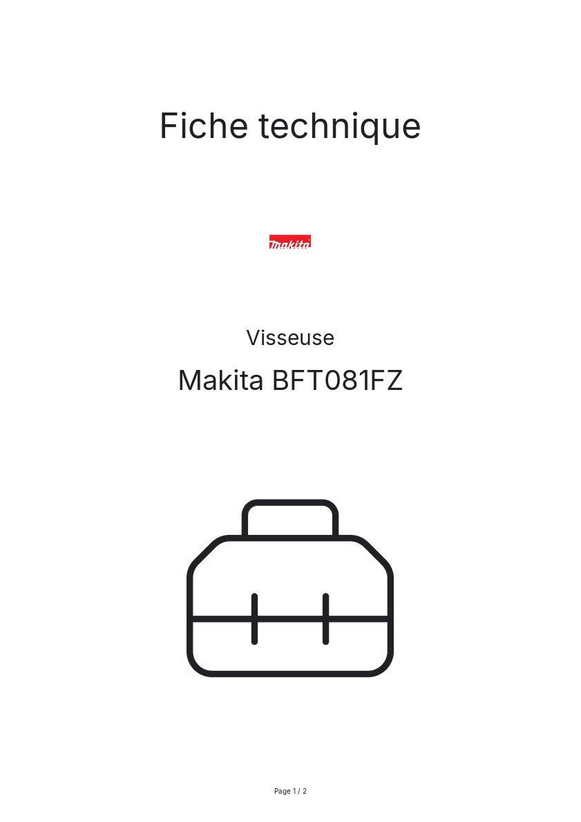 Page n°1 - Fiche technique Makita BFT081FZ