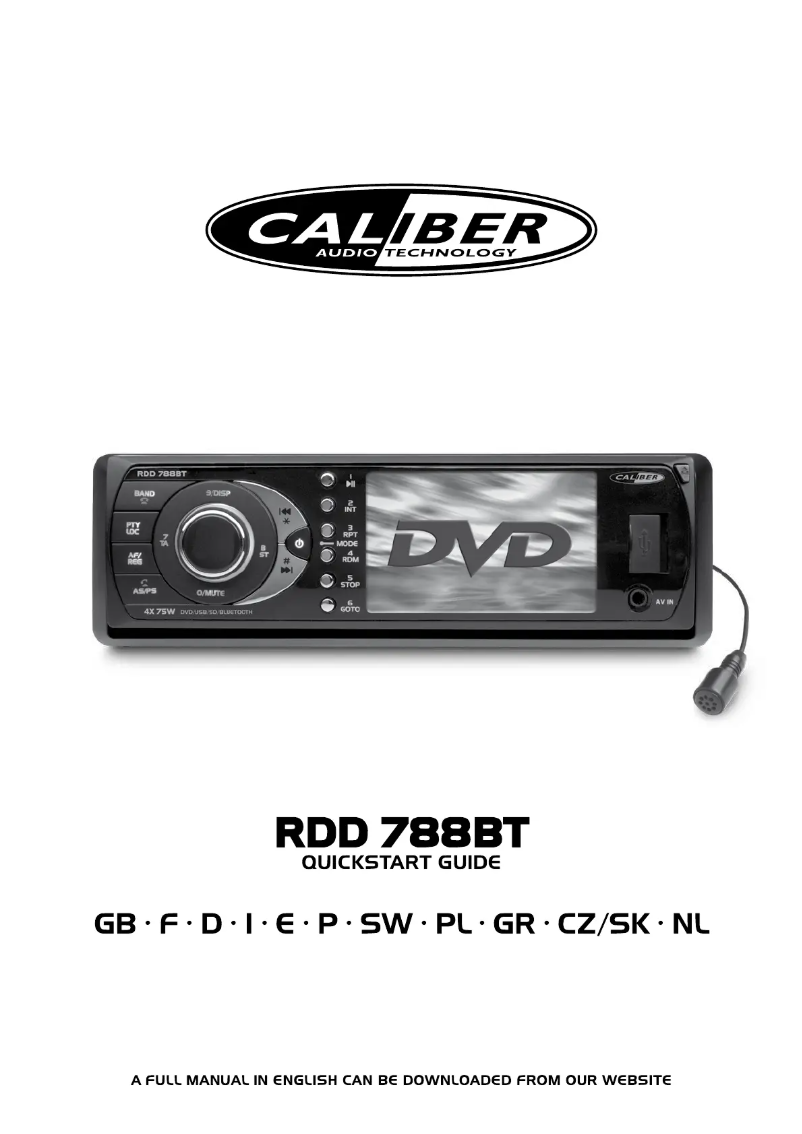 Page 1 de la notice Manuel utilisateur Caliber RDD788BT