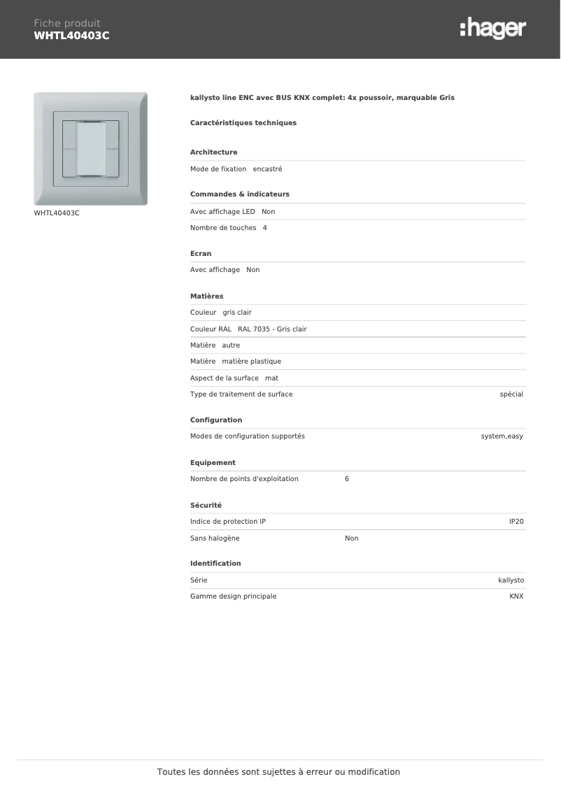 Image de la première page du manuel de l'appareil WHTL40403C
