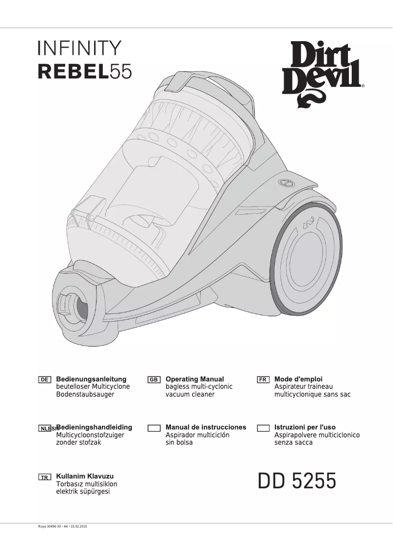 Page 1 de la notice Manuel utilisateur Dirt Devil Infinity Rebel 55HF DD5255