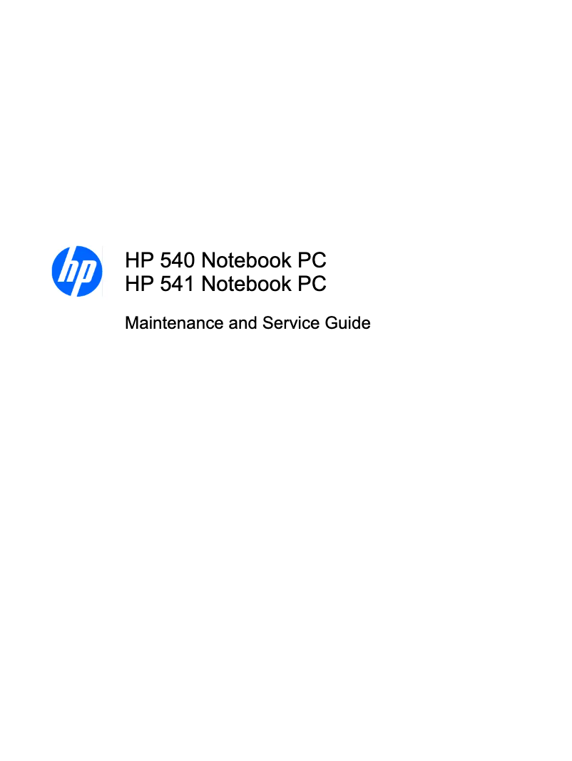 Page 1 de la notice Manuel d'utilisation et d'entretien HP 540