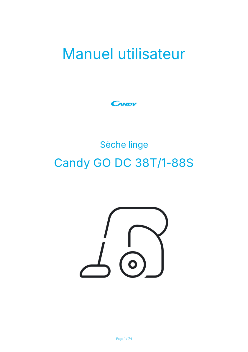 Page n°1 - Manuel utilisateur Candy GO DC 38T/1-88S
