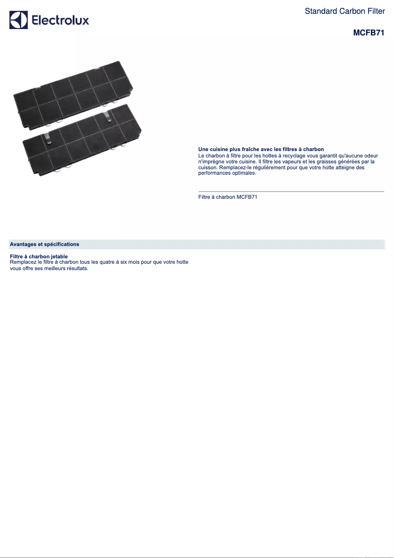 Page 1 de la notice Manuel utilisateur AEG MCFB71