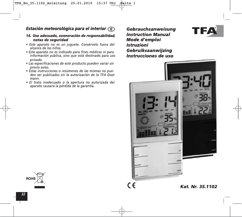 Page 1 de la notice Manuel utilisateur TFA 35.1102.02