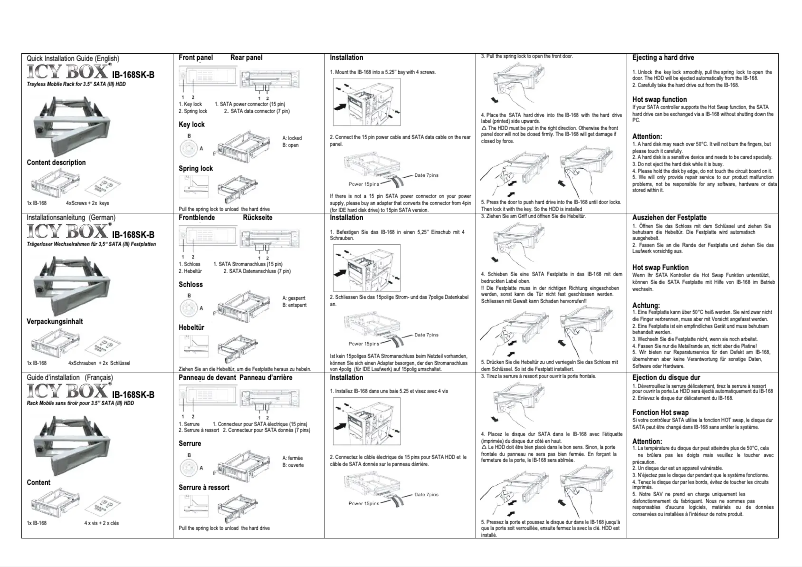 Page n°1 - Manuel utilisateur Icy Box IB-168SK-B