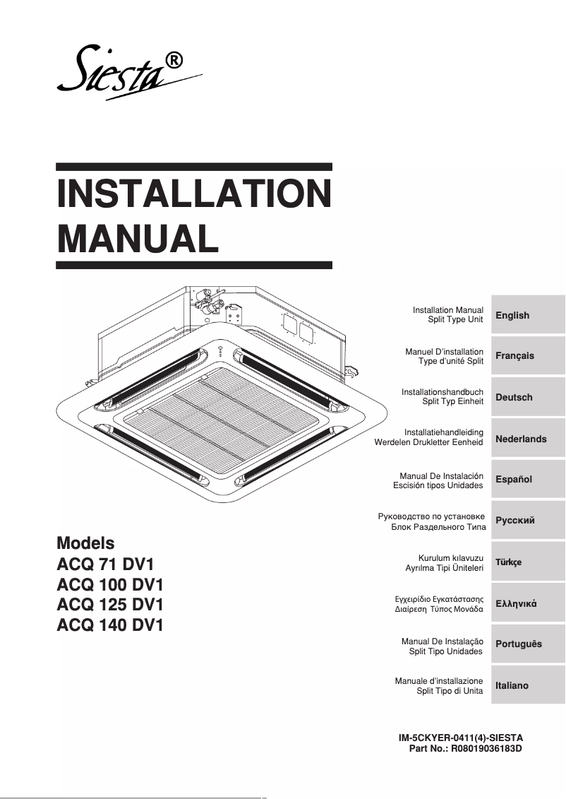 Page 1 de la notice Guide d'installation Daikin ACQ100DV1