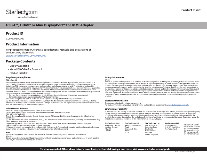 Image de la première page du manuel de l'appareil CDPHDMDP2HD