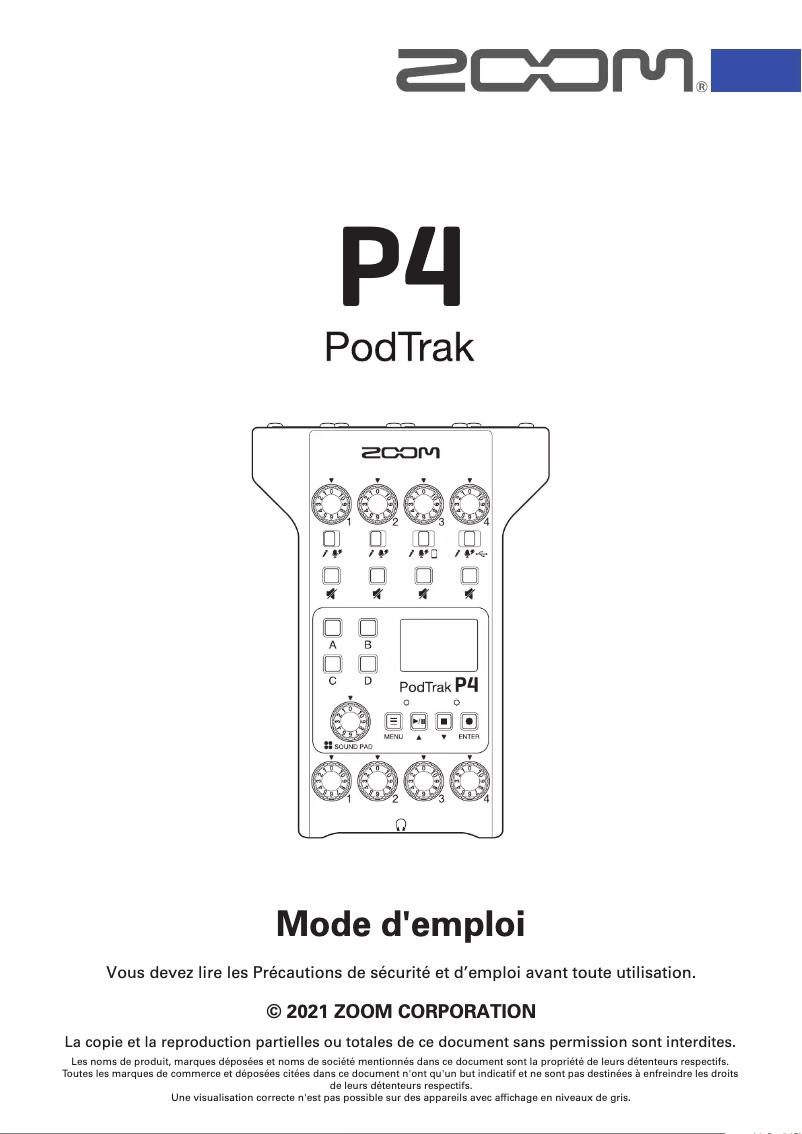 Image de la première page du manuel de l'appareil Podtrack P4