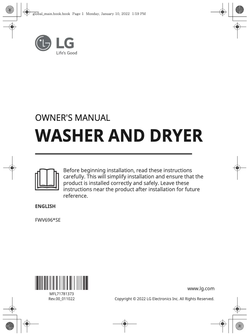 Page n°1 - Manuel utilisateur LG FWV696SSE