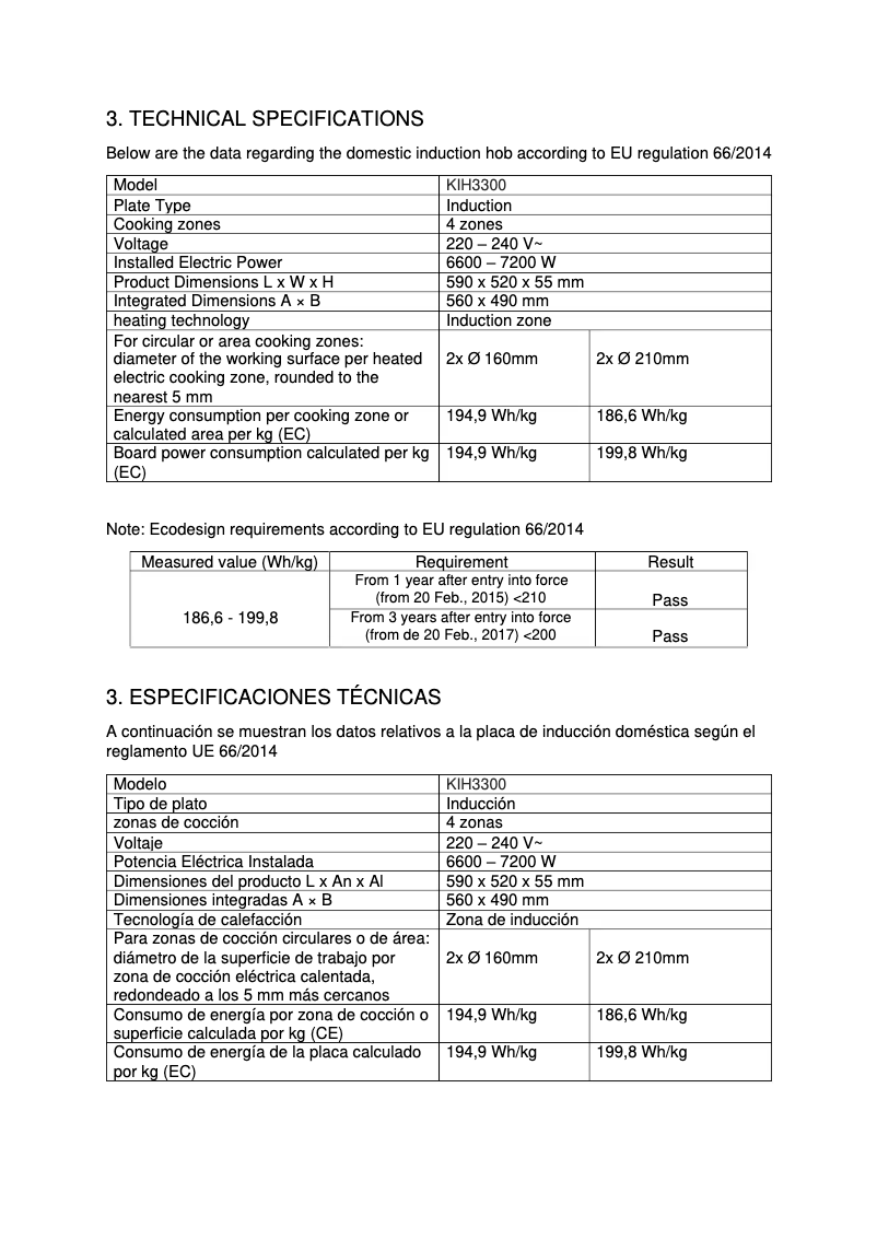 Image de la première page du manuel de l'appareil KIH3300