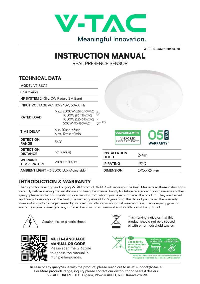Image de la première page du manuel de l'appareil VT-81014