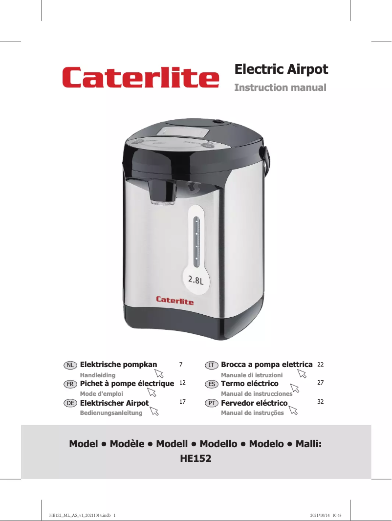 Page n°1 - Manuel utilisateur Caterlite HE152