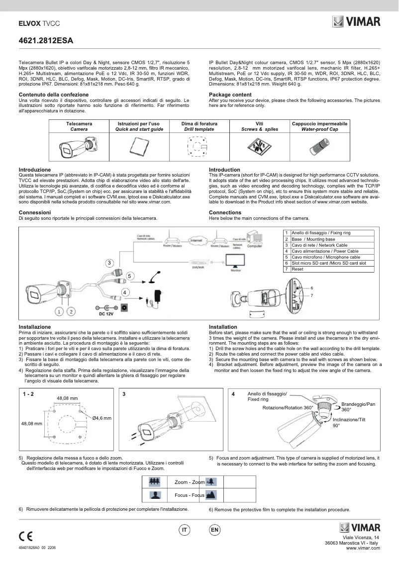Page 1 de la notice Instructions / montage Vimar ELVOX 4621.2812ESA