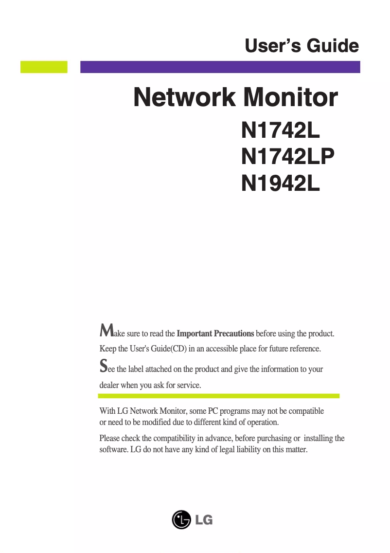 Page n°1 - Manuel utilisateur LG N1742LP