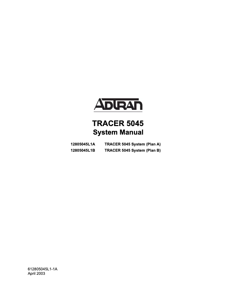 Page n°1 - Manuel utilisateur Adtran Tracer 5045