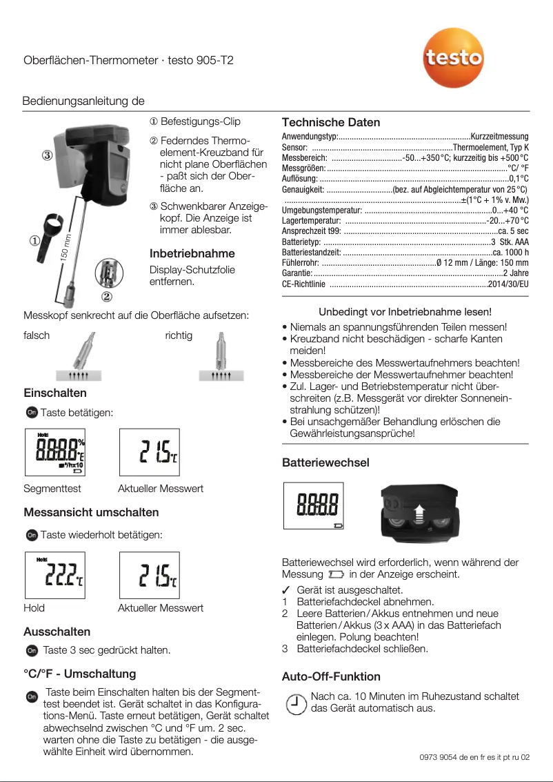Image de la première page du manuel de l'appareil 905-T2