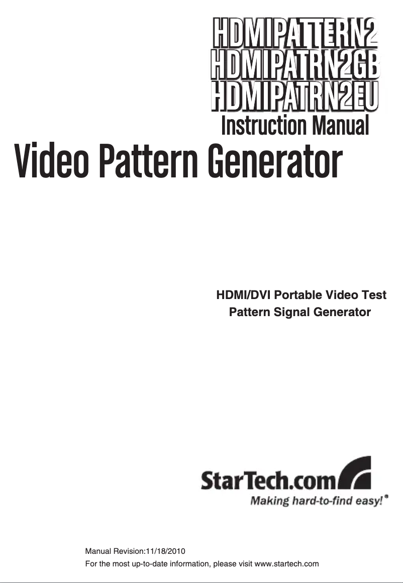 Page n°1 - Manuel utilisateur StarTech.com HDMIPATRN2EU