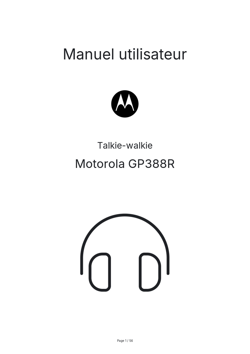 Page n°1 - Manuel utilisateur Motorola GP388R
