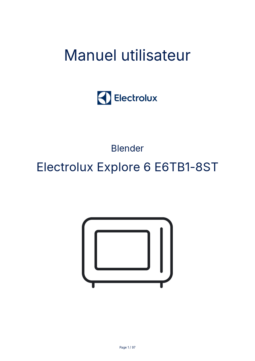 Page n°1 - Manuel utilisateur Electrolux Explore 6 E6TB1-8ST