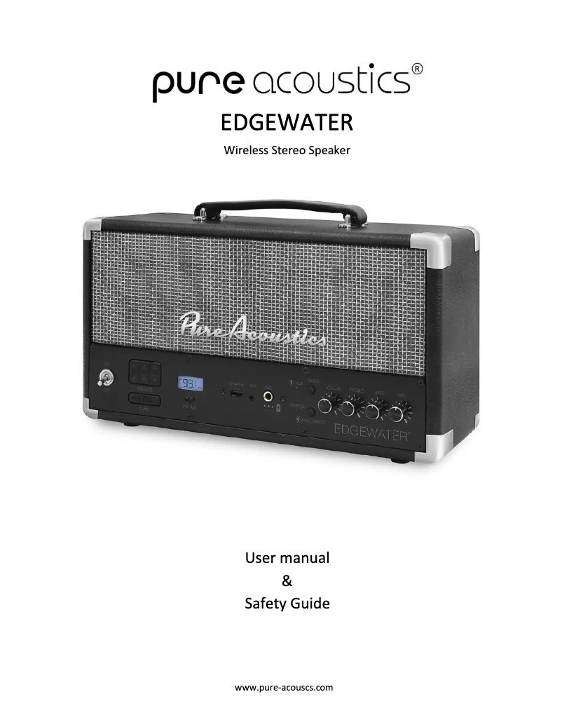 Page 1 de la notice Manuel utilisateur Pure Acoustics EdgeWater