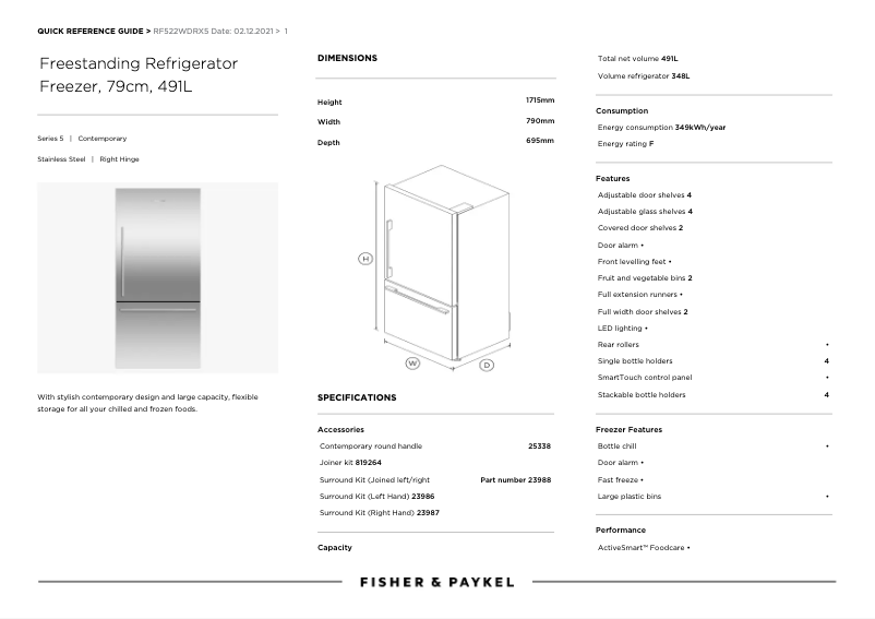 Image de la première page du manuel de l'appareil RF522WDRX5